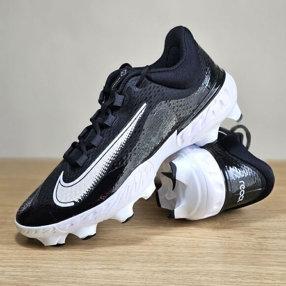 Nike Alpha Huarache Elite 4 Low MCS Baseball Cleats Shoes Black White Size 12